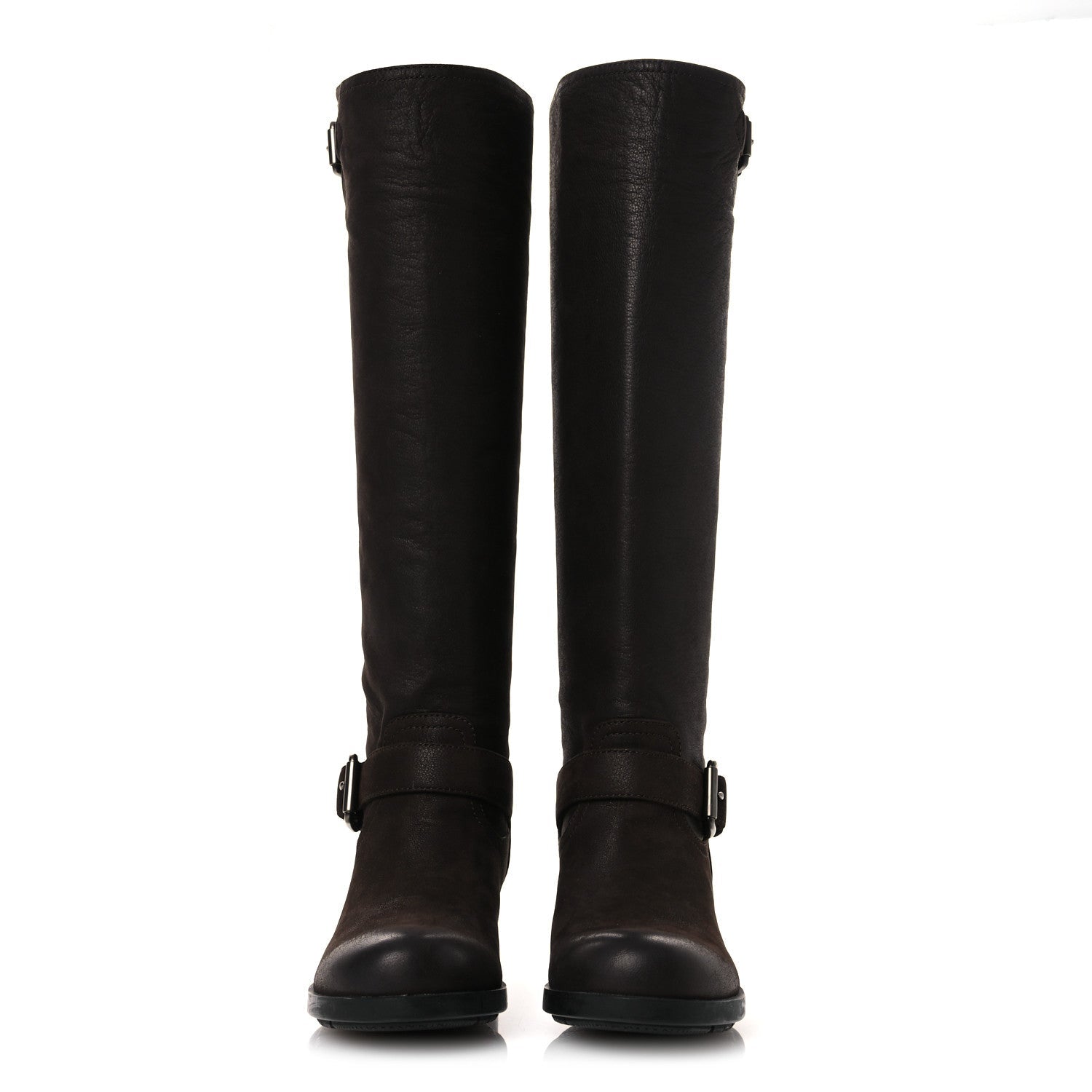 Prada Capra Antic Donna Tall Riding Boots 37 Ebano