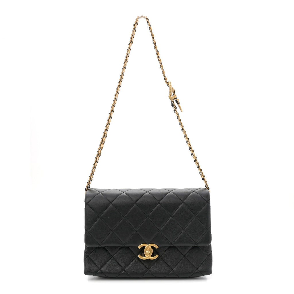 Chanel Calfskin Quilted Belt Chain Flap Black