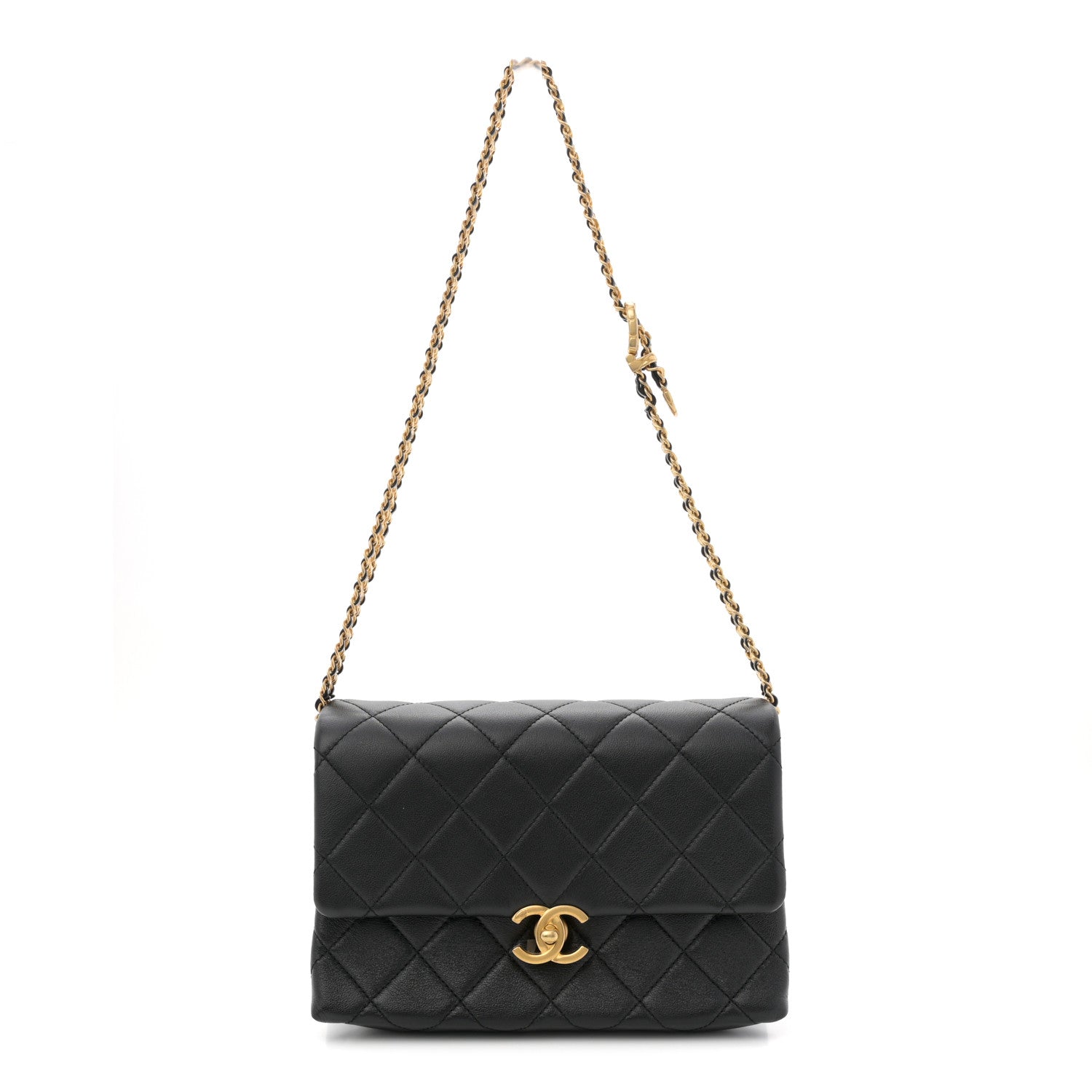 Chanel Calfskin Quilted Belt Chain Flap Black