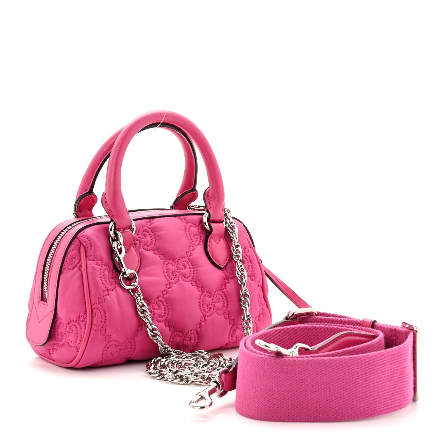 Gucci Nylon Calfskin Enamel GG Matelasse Mini Bowler Bag Lovely