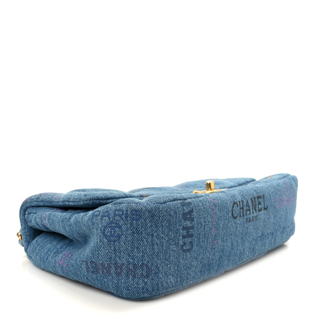Chanel Denim Quilted Denim Large Mood Flap Blue Multicolor