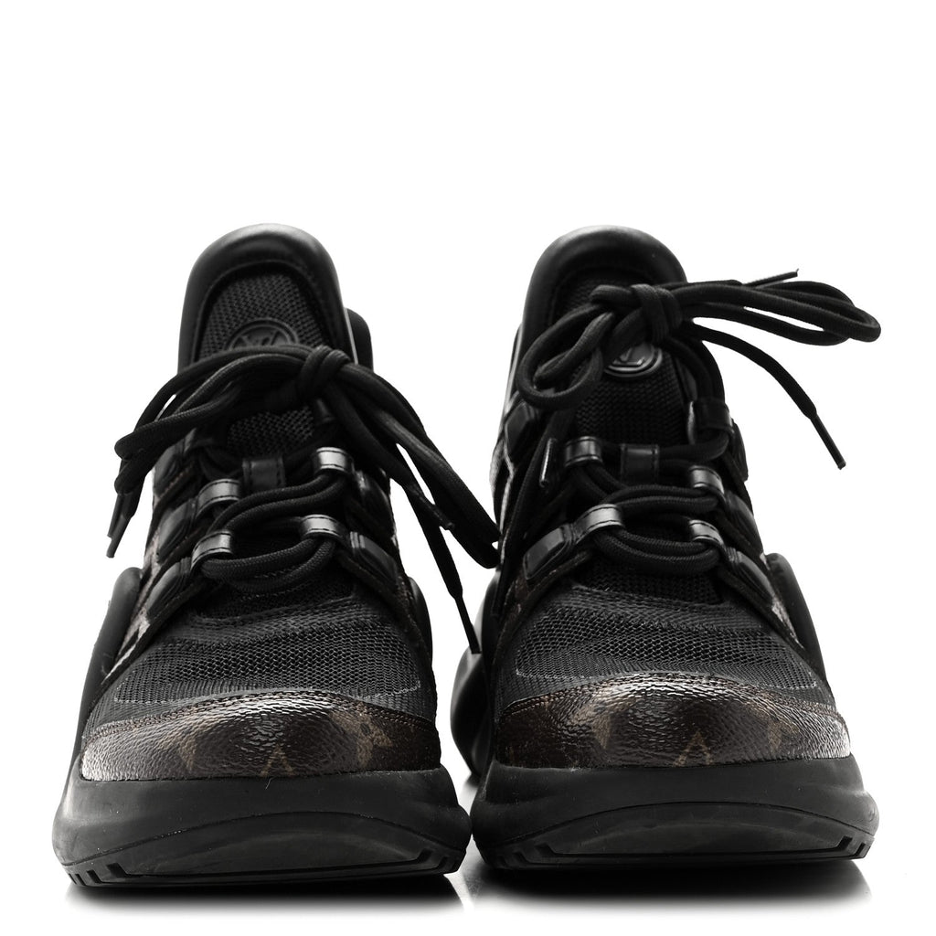 Louis Vuitton Calfskin Patent Monogram LV Archlight Sneakers 38 Black