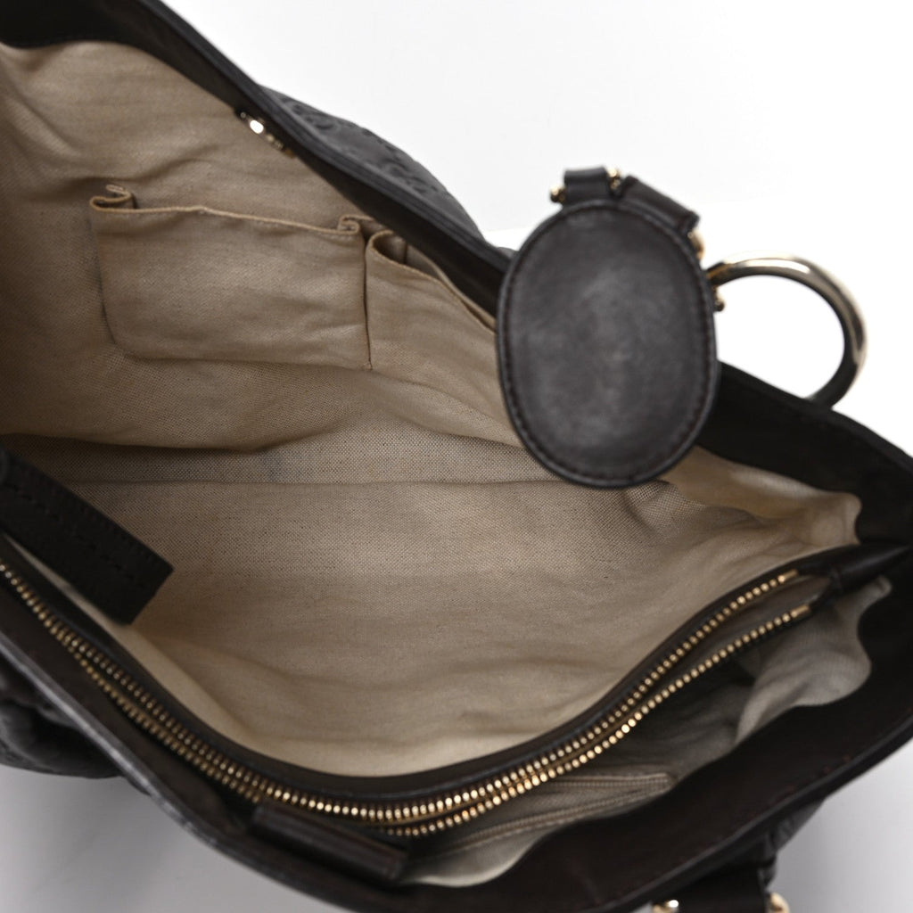 Gucci Guccissima Medium Sukey Top Handle Tote Chocolate