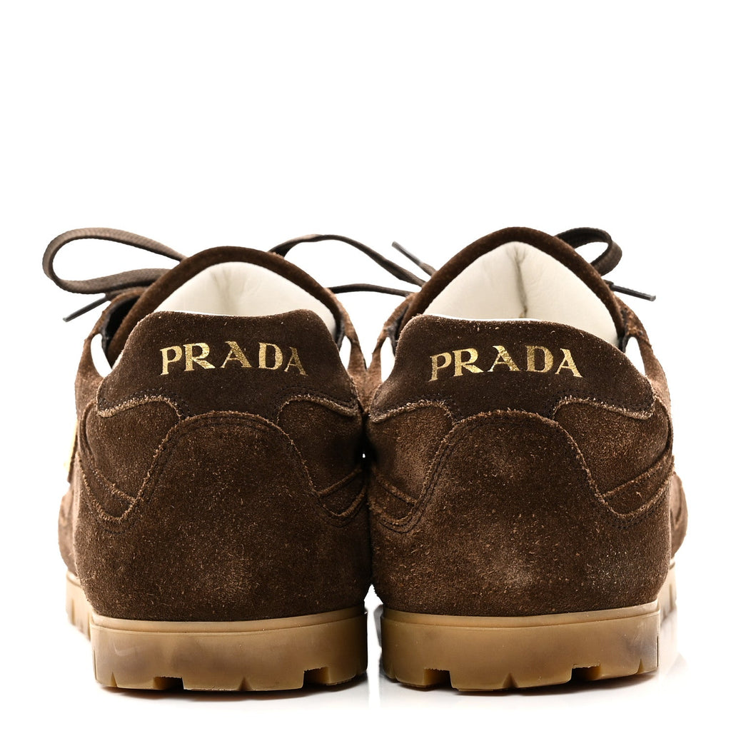 Prada Scamosciato Suede Triangle Mens Trail Sneakers 7 Moro