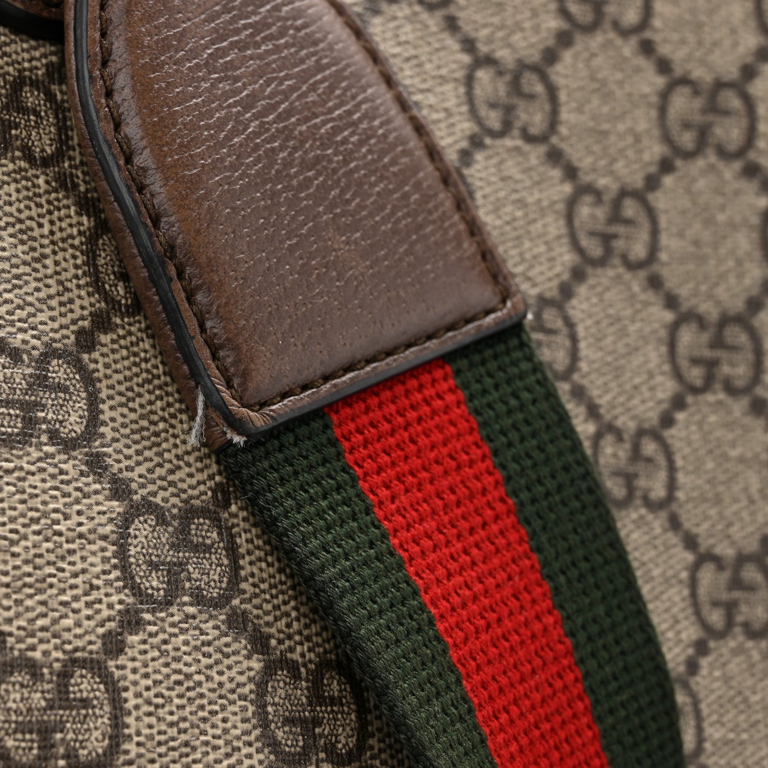 Gucci GG Supreme Monogram Web Medium Neo Vintage Flap Messenger Bag Beige New Acero