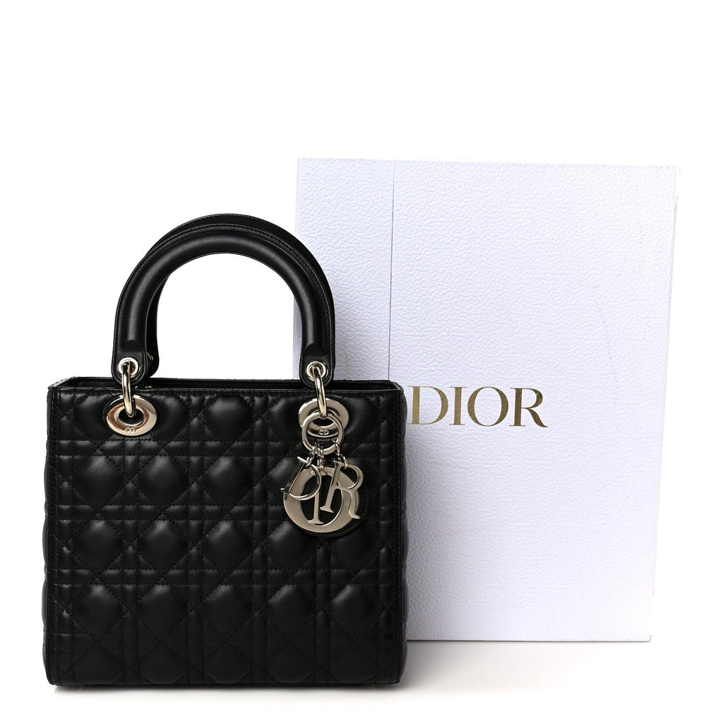 Christian Dior Lambskin Cannage Medium Lady Dior Black