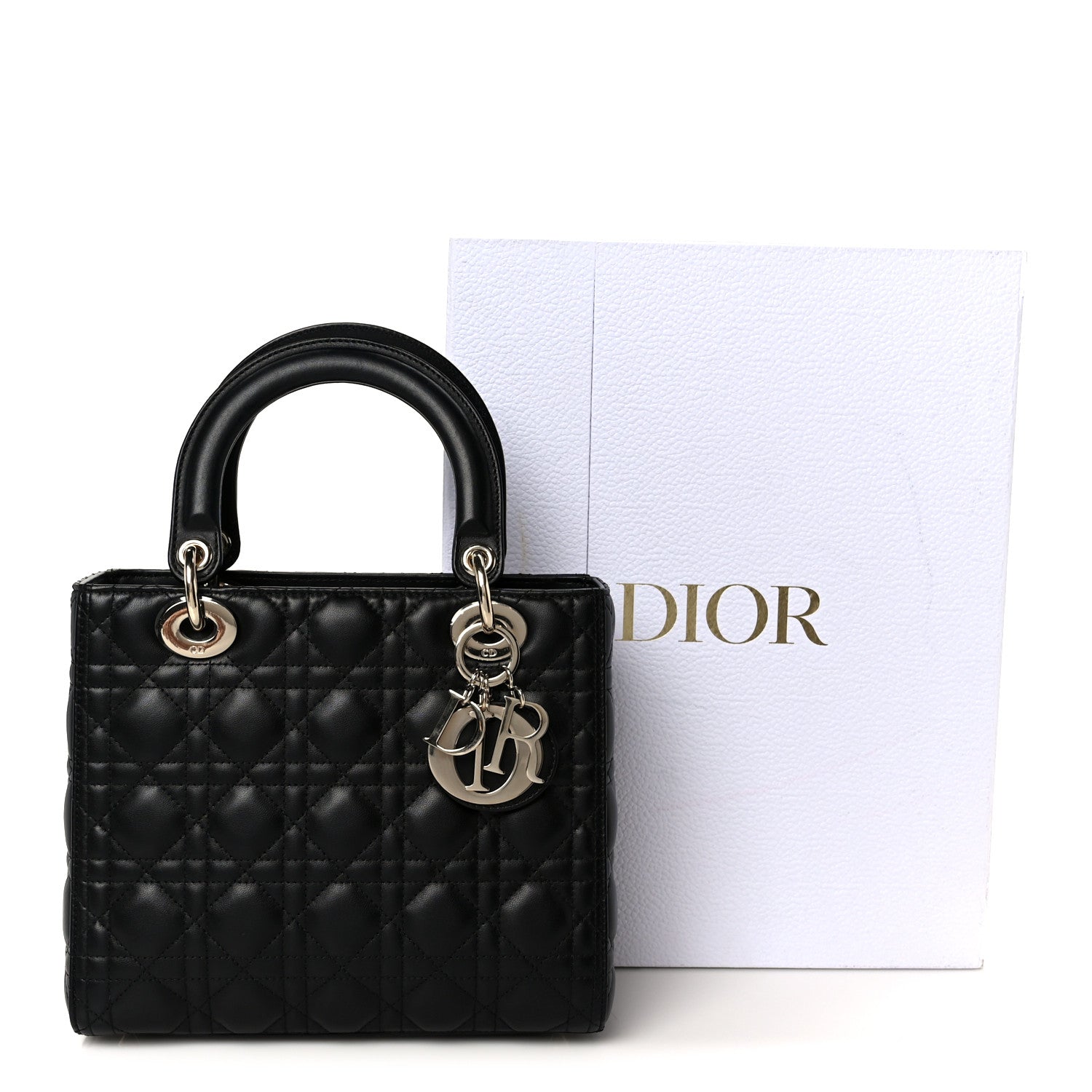 Christian Dior Lambskin Cannage Medium Lady Dior Black