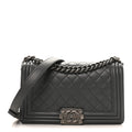Chanel Lambskin Quilted Medium Boy Flap Dark Grey