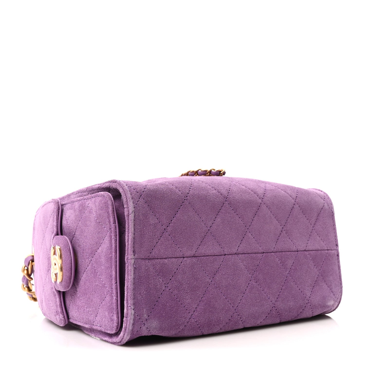Chanel Suede Quilted Mini Chanel 25 Handbag Purple