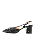 Lambskin Patent Calfskin Quilted Cap Toe CC Slingback Pumps 39.5 Black