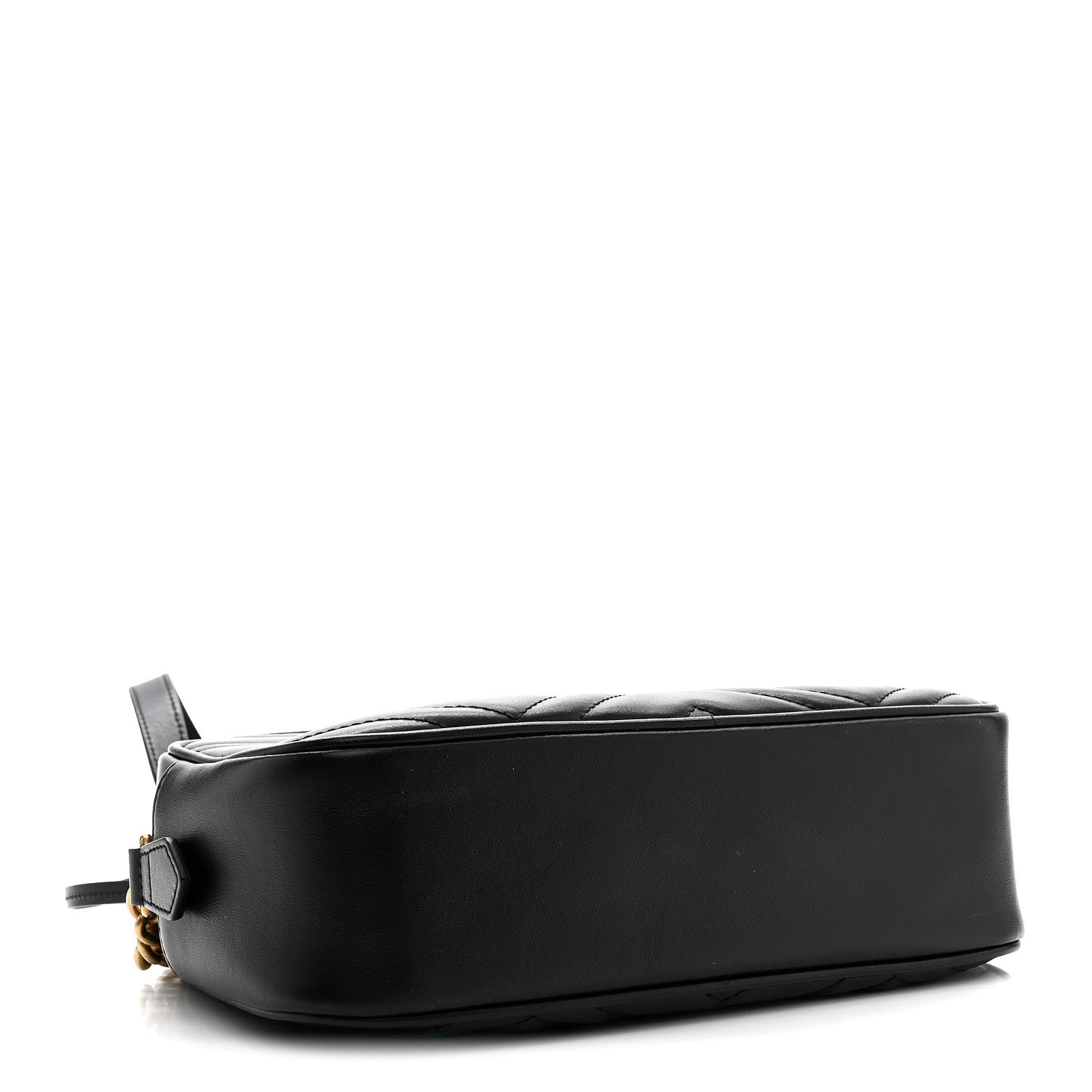 Gucci Calfskin Matelasse Small GG Marmont Chain Shoulder Bag Black