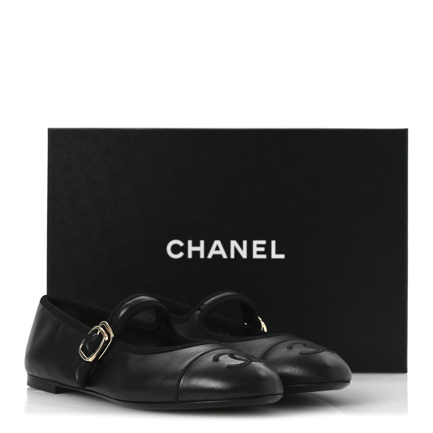 Lambskin Mary Jane Flats 37.5 Black