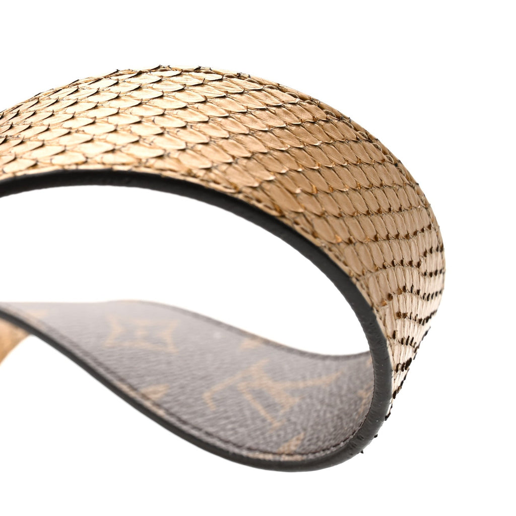 Louis Vuitton Metallic Snakeskin Monogram Bandouliere Shoulder Strap Gold