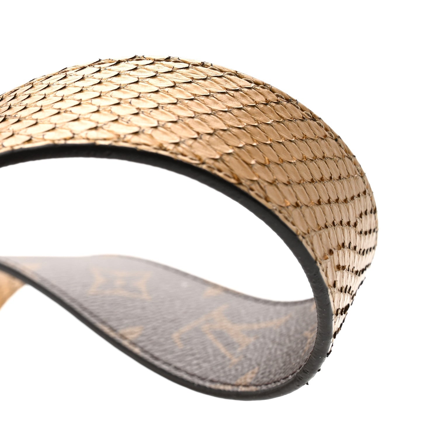Louis Vuitton Metallic Snakeskin Monogram Bandouliere Shoulder Strap Gold
