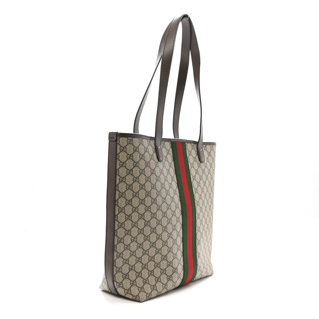 Gucci GG Supreme Monogram Medium Ophidia Tote Bag Brown