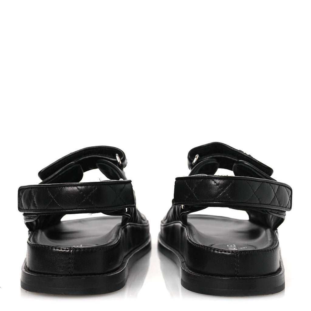 Lambskin Velcro Dad Sandals 39 Black