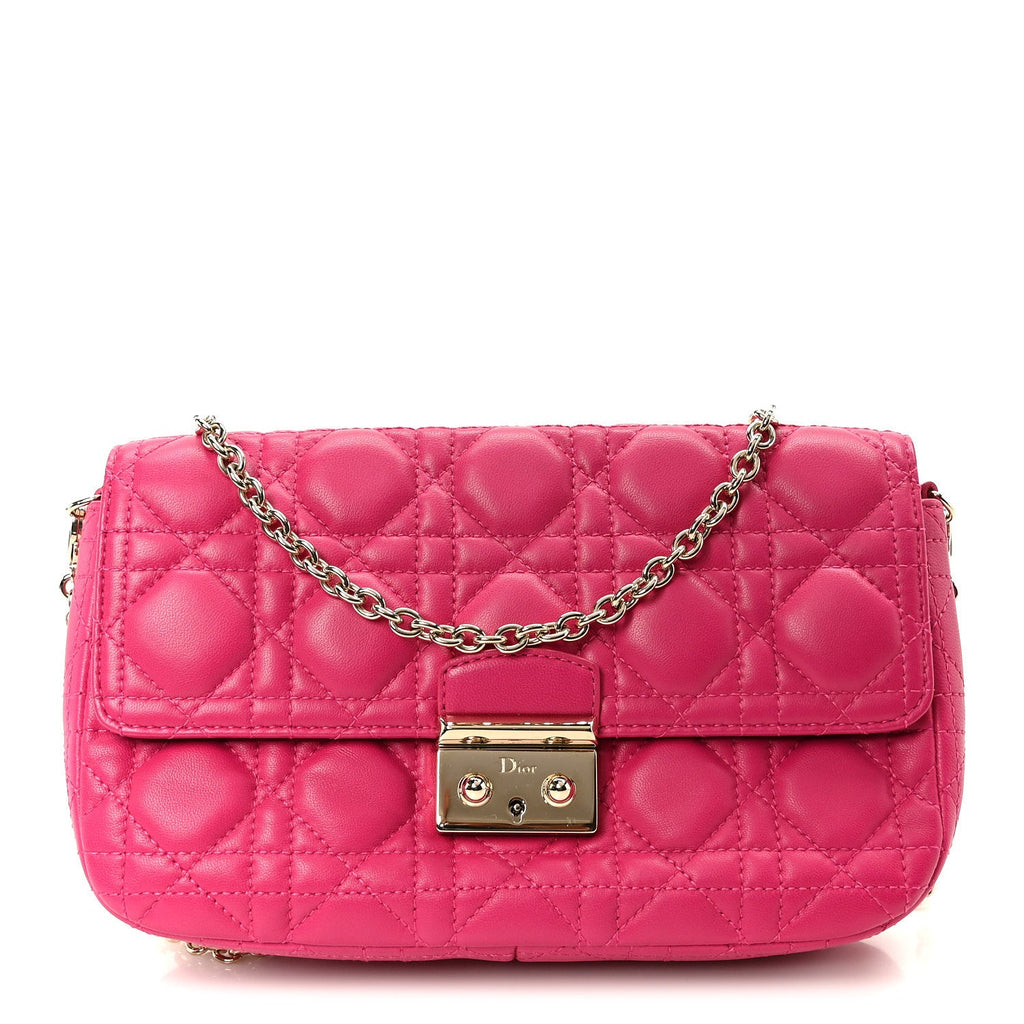 Christian Dior Lambskin Cannage Miss Dior Promenade Pouch Fuchsia