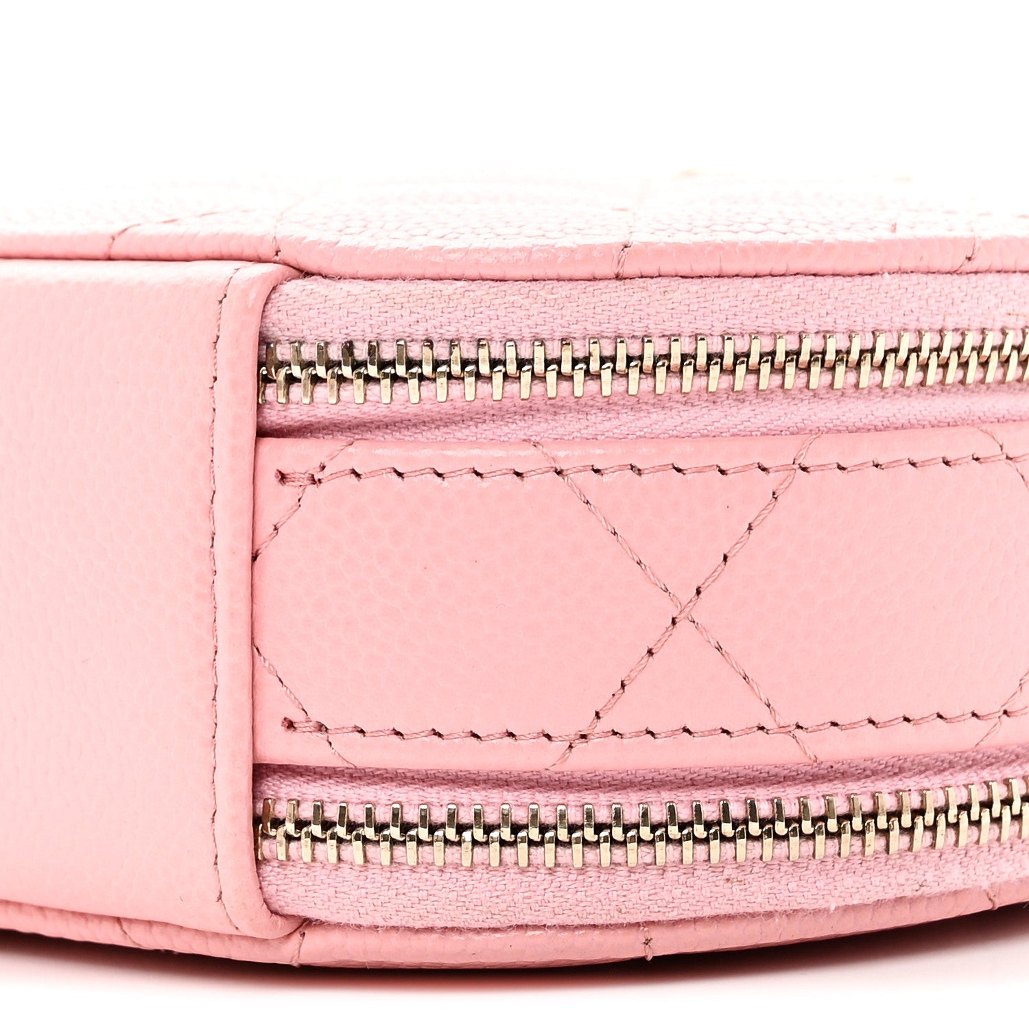 Chanel Caviar Quilted Round Handle With Care Vanity With Chain Pink