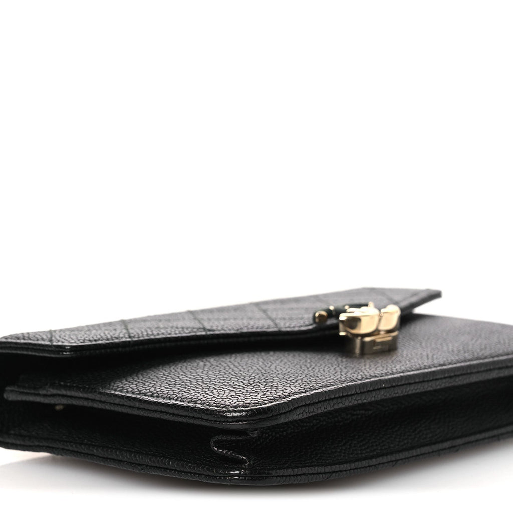 Chanel Grained Calfskin Quilted Cuba Wallet On Chain WOC Black