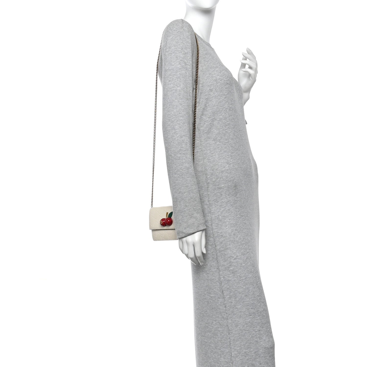 Gucci Guccissima Mini Cherry Chain Bag White