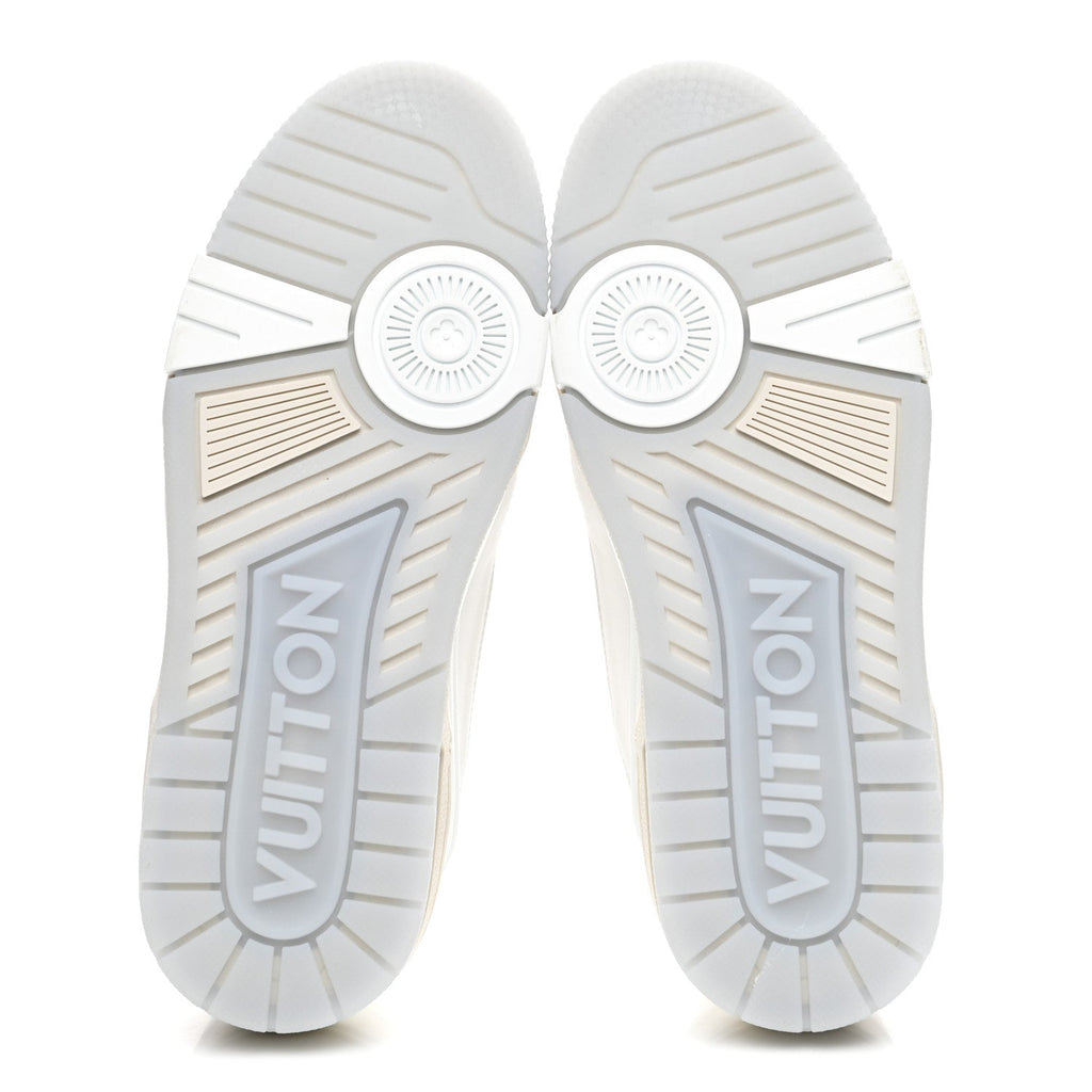 Louis Vuitton Grained Calfskin Womens LV Trainer Sneakers 37 White