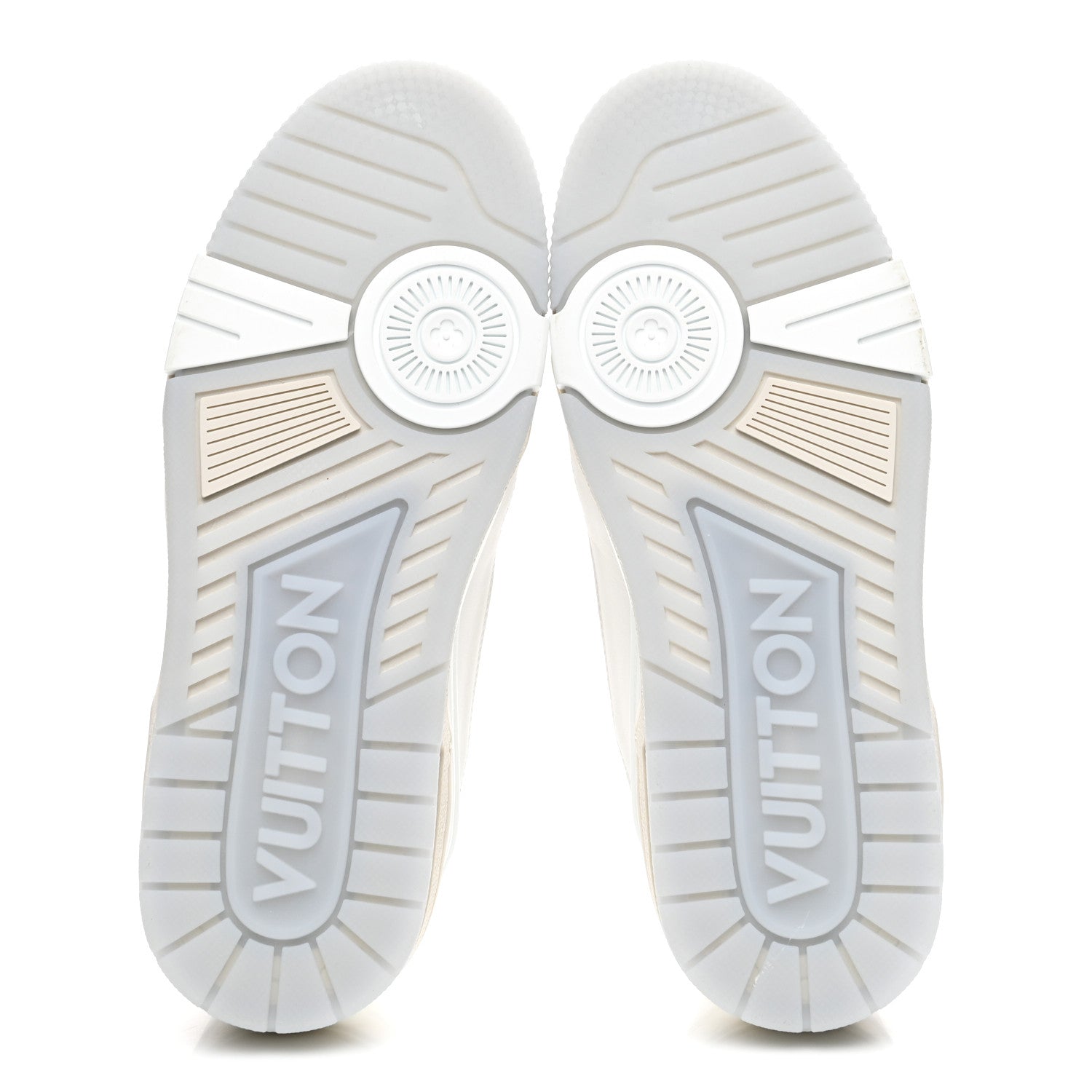 Louis Vuitton Grained Calfskin Womens LV Trainer Sneakers 37 White