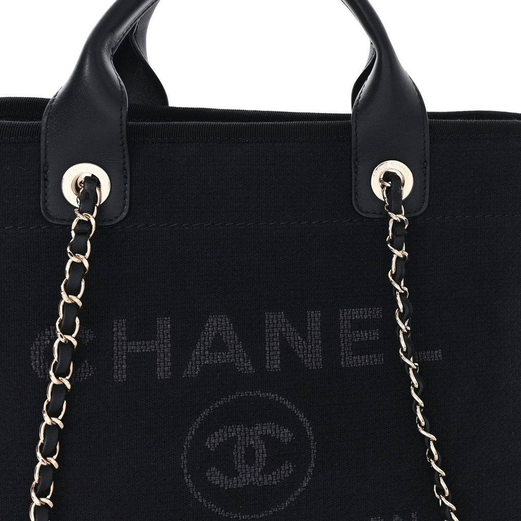 Chanel Mixed Fibers Calfskin Small Deauville Tote Black