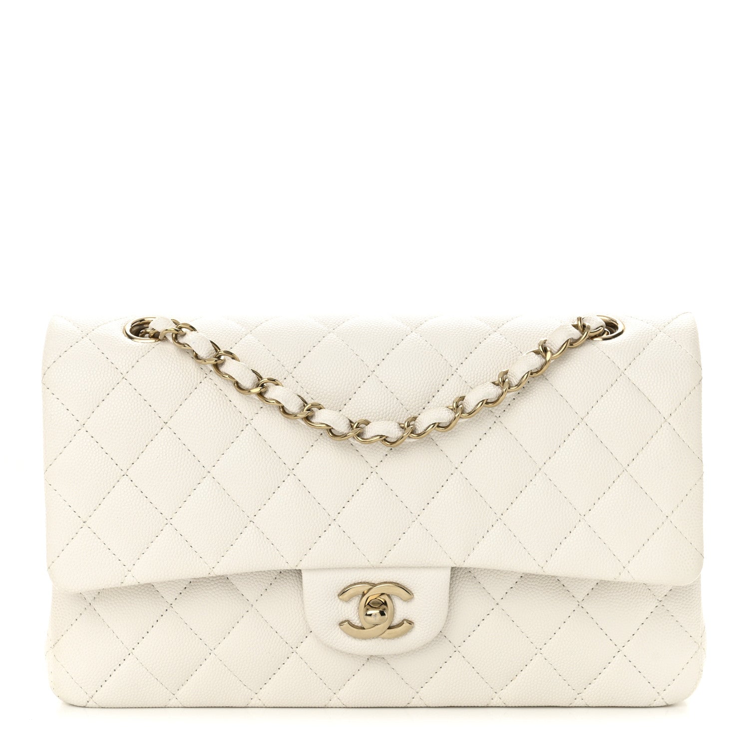 Chanel Caviar Quilted Medium Double Flap White