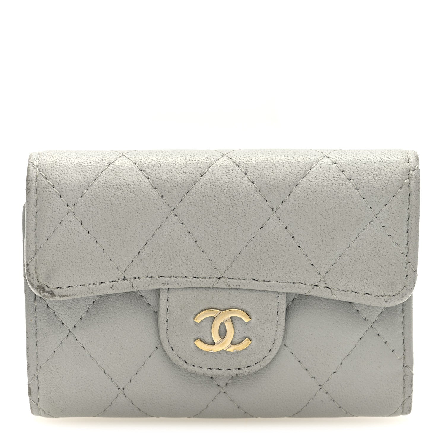Lambskin Quilted Classic 4 Key Holder Wallet Grey