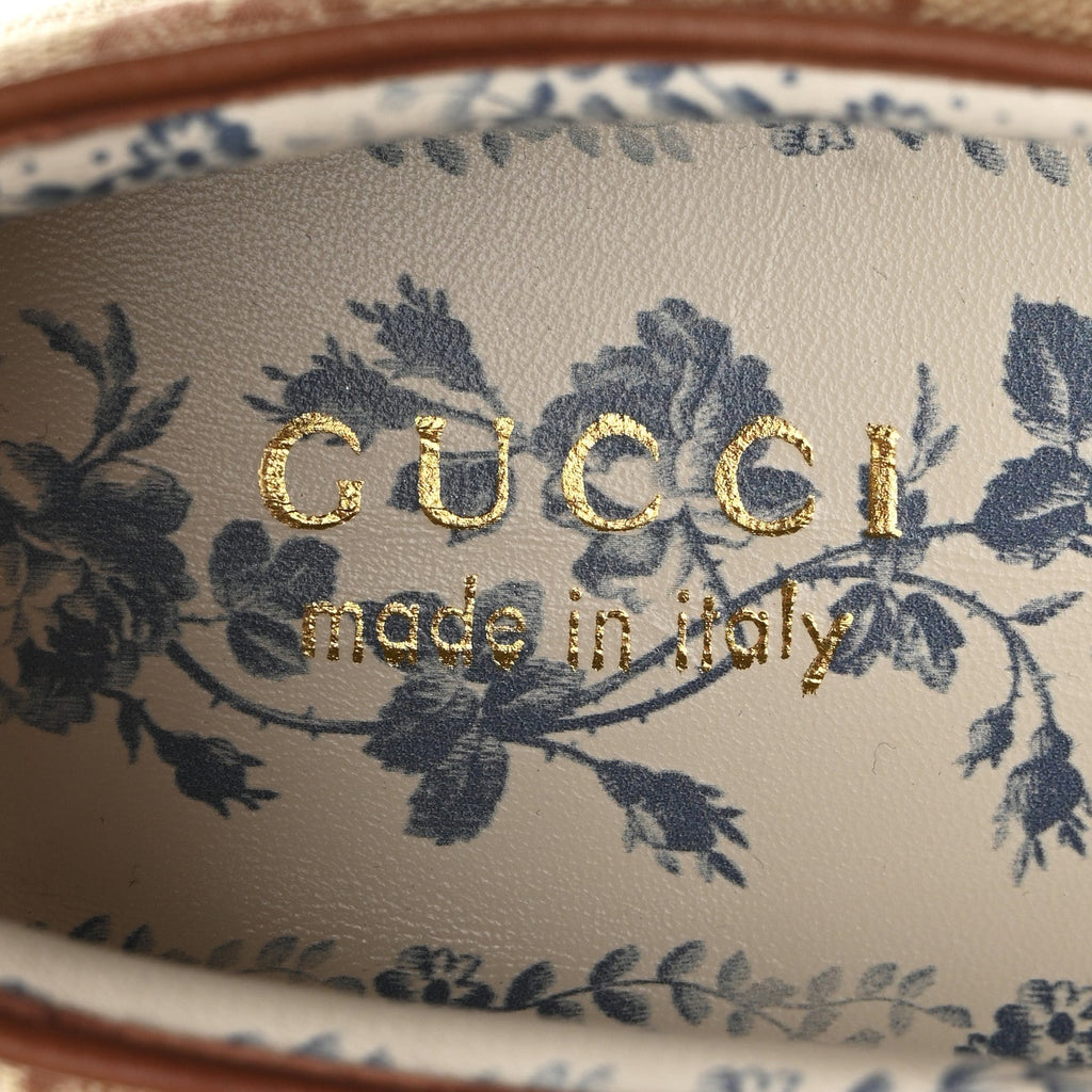 Gucci X MLB GG Monogram NY Yankees Embroidered Mens Slip On Sneakers 8 Beige Ruggine Rust