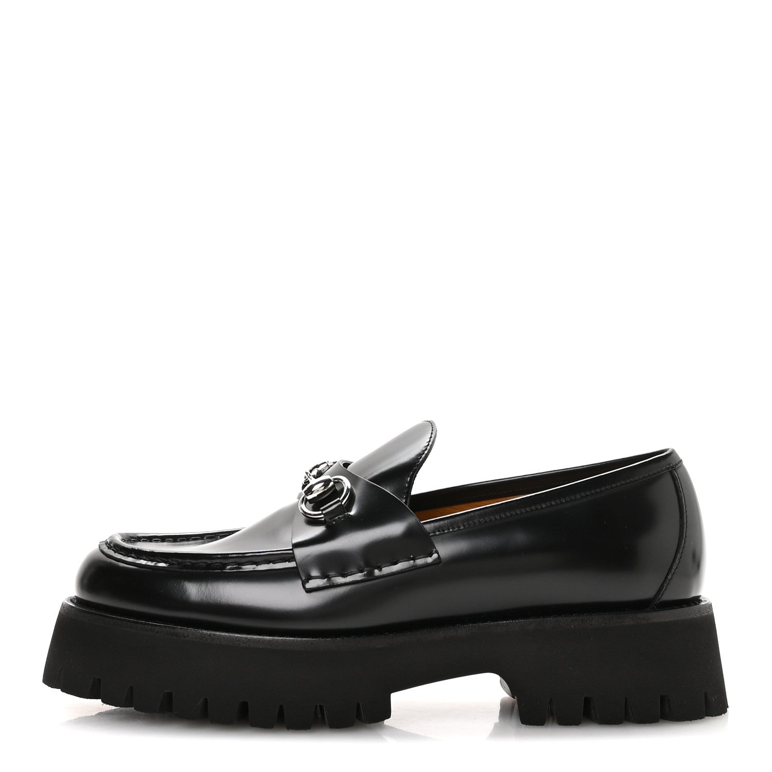 Gucci Cordovan Lux Womens Horsebit 45mm Platform Loafers 39.5 Black