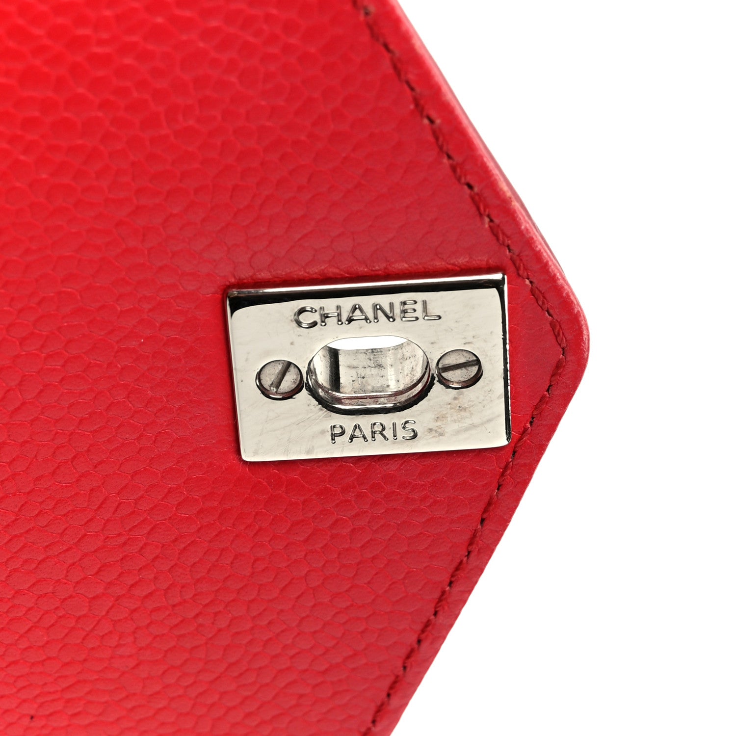 Chanel Caviar Chevron Quilted Single Flap Red