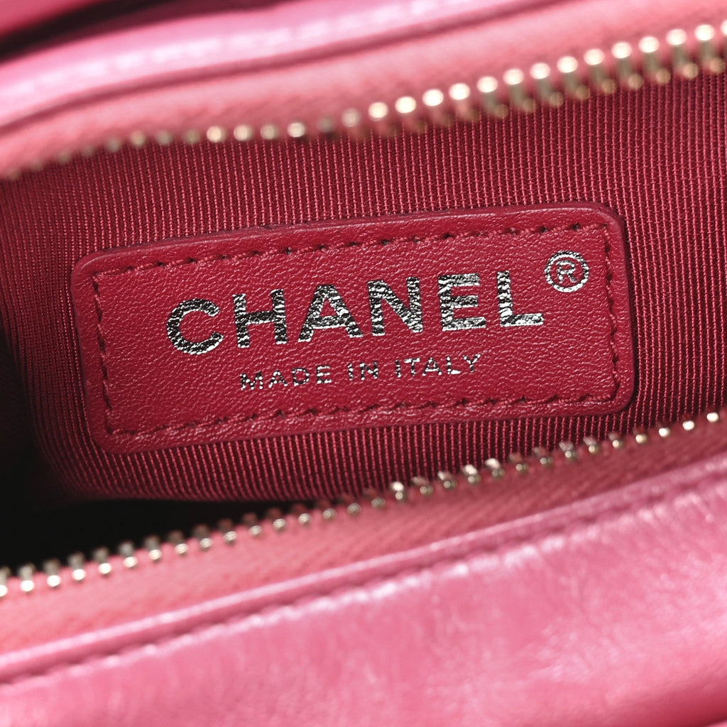 Chanel Aged Calfskin Quilted Small Gabrielle Hobo Fuchsia