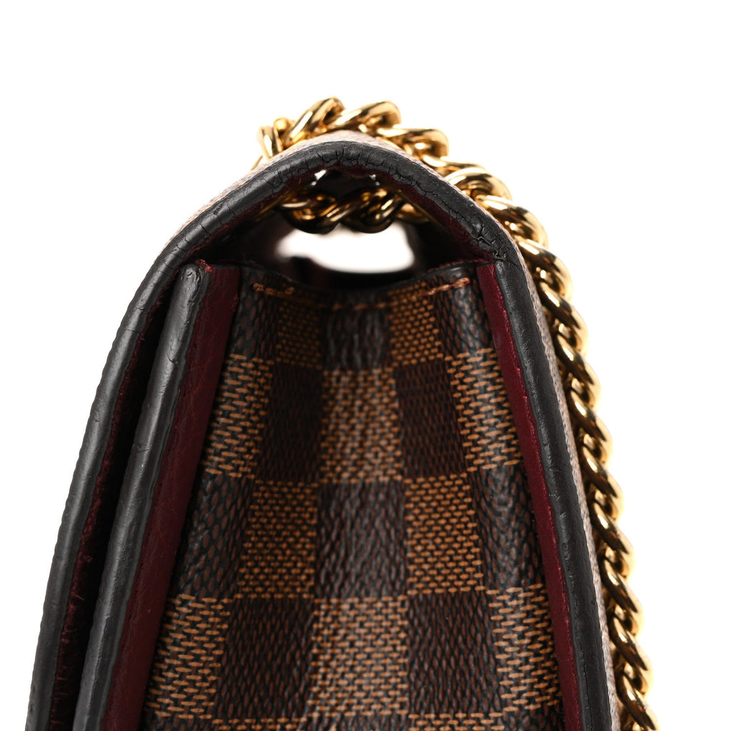 Louis Vuitton Damier Ebene Cuir Taurillon Wight Bordeaux