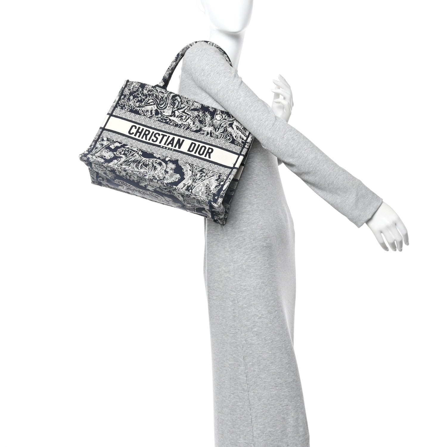 Christian Dior Canvas Embroidered Medium Dioriviera Toile De Jouy Book Tote Blue