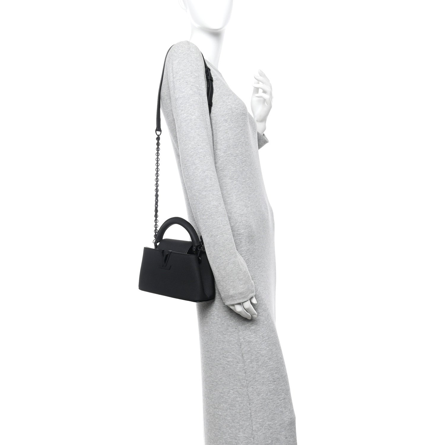 Louis Vuitton Matte Taurillon Capucines East West Mini All Black