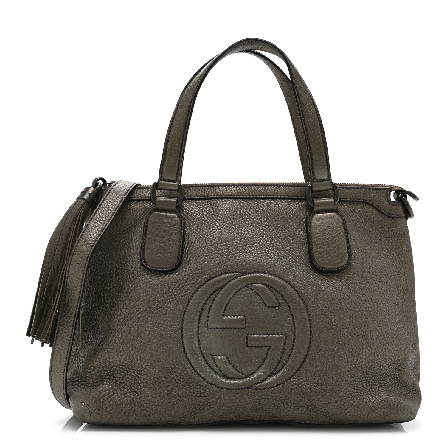 Gucci Metallic Cellarius Calfskin Small Soho Top Handle Satchel Sasso