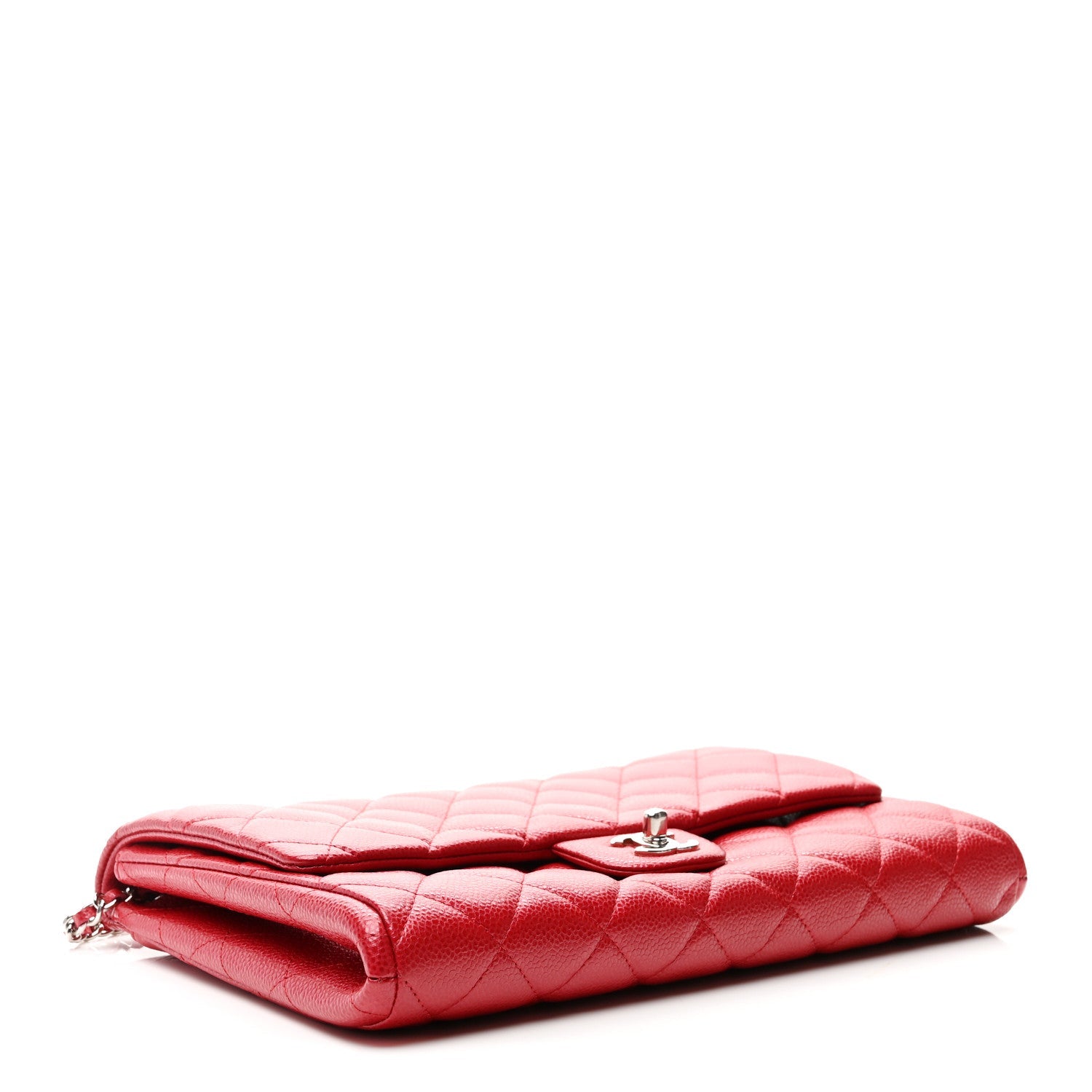 Chanel Iridescent Caviar Quilted Clutch With Chain Flap Red