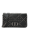 Christian Dior Calfskin Star Motif Macrocannage Mini Caro Bag Black