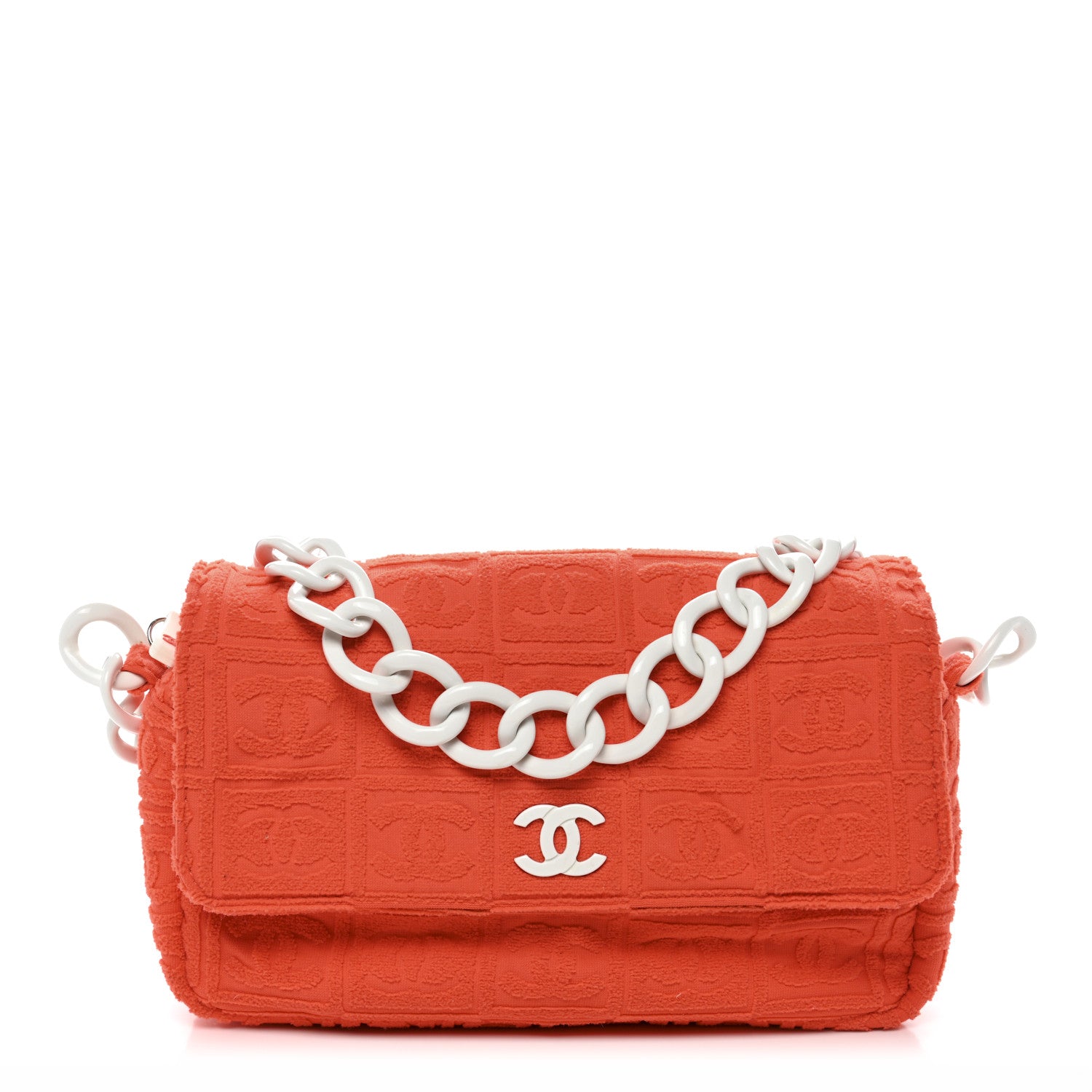 Chanel Terry Cloth CC Medium Single Flap Orange