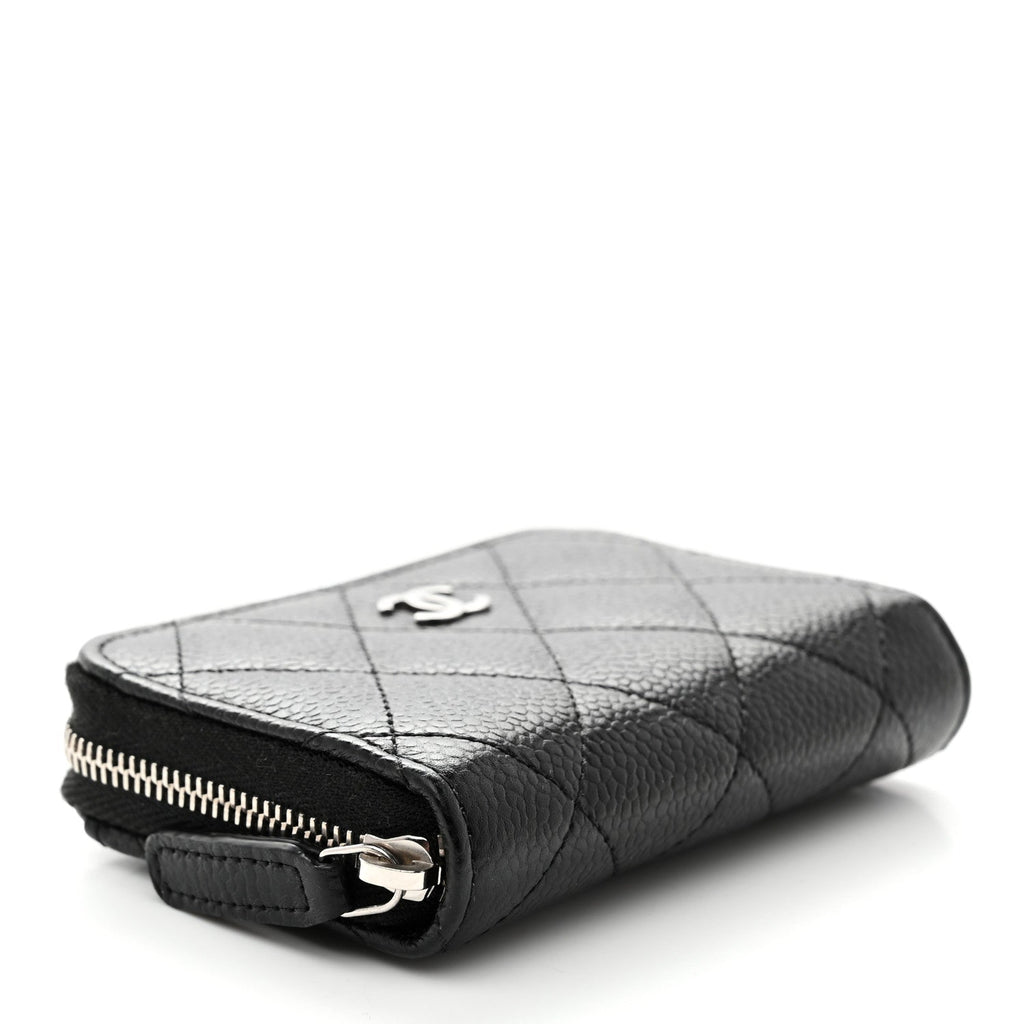 Caviar Quilted Zip Coin Purse Black