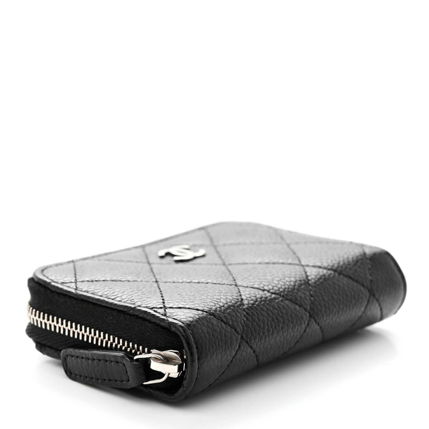 Caviar Quilted Zip Coin Purse Black