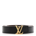 Louis Vuitton Calfskin Monogram 20mm LV Initiales Reversible Belt 65 26 Black