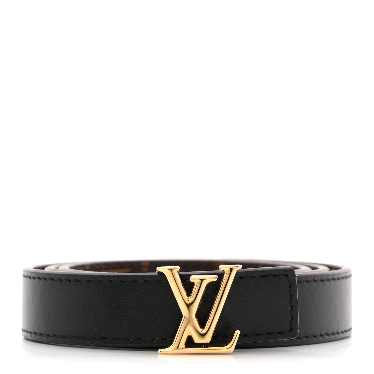 Louis Vuitton Calfskin Monogram 20mm LV Initiales Reversible Belt 65 26 Black