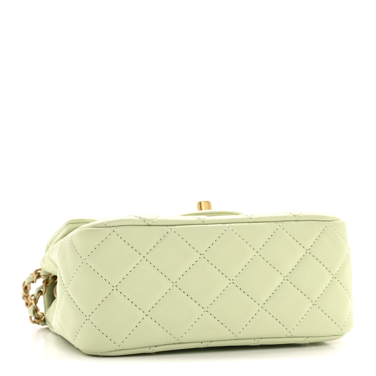 Chanel Lambskin Quilted Mini Pearl Crush Flap Light Green