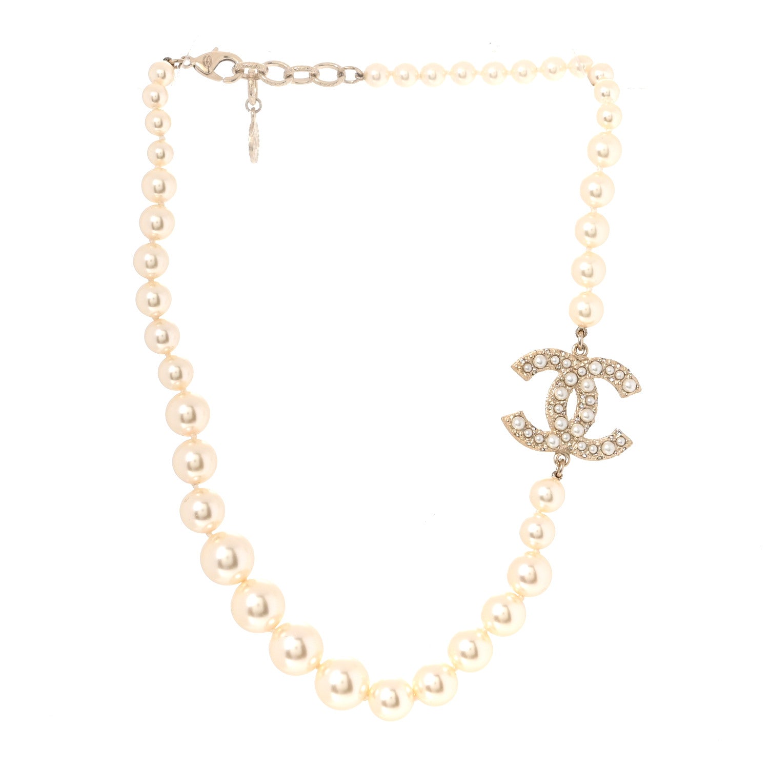 Pearl CC 100th Anniversary Necklace Light Gold