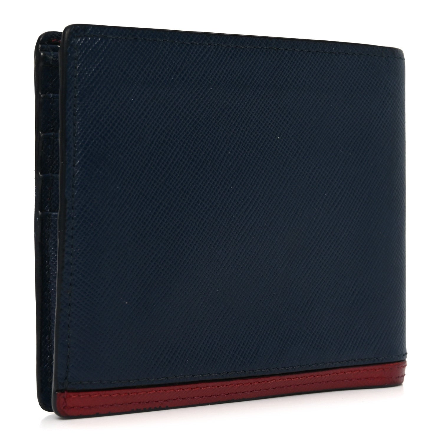 Prada Saffiano Bi-Fold Wallet Baltico Fuoco