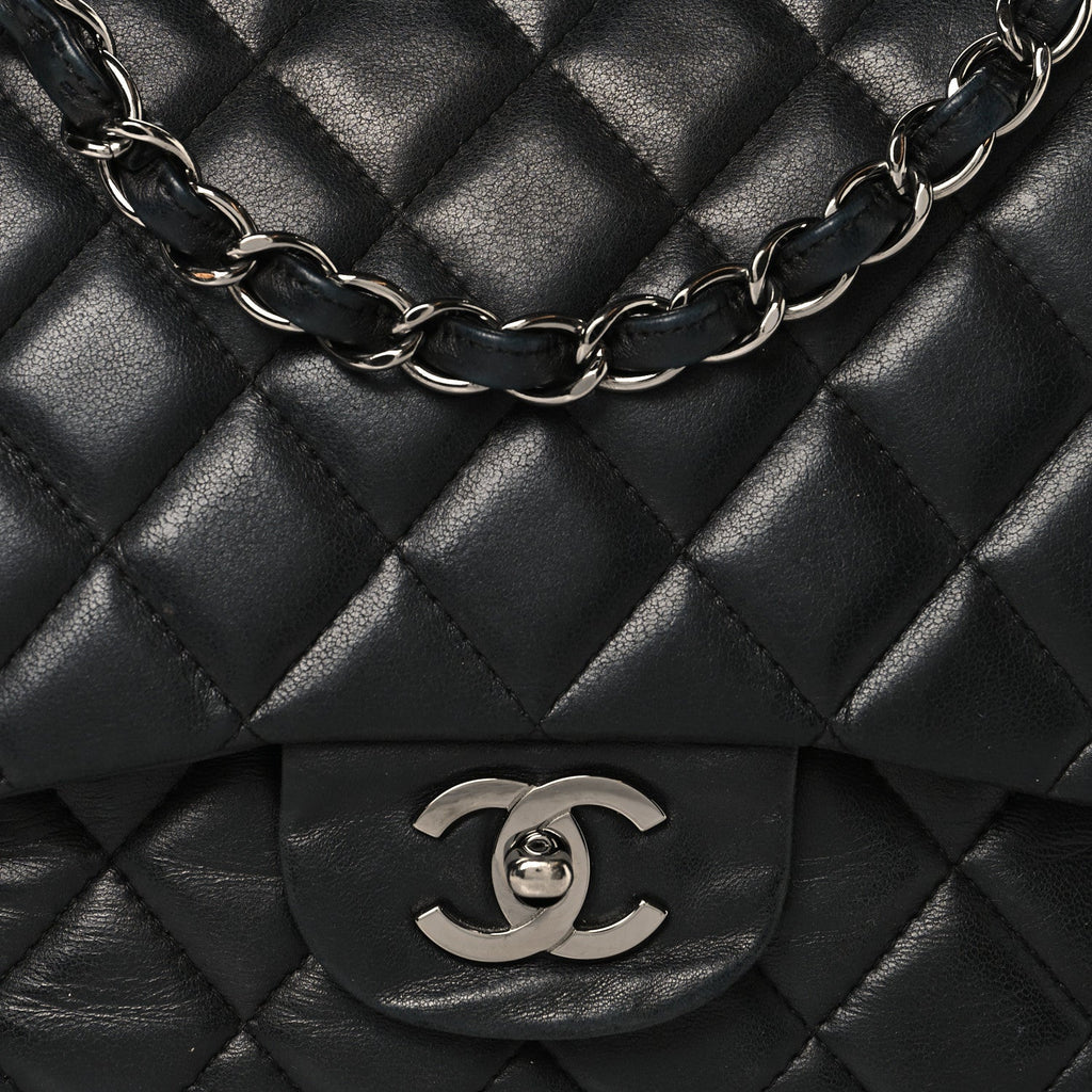 Chanel Lambskin Quilted Jumbo Single Flap Black