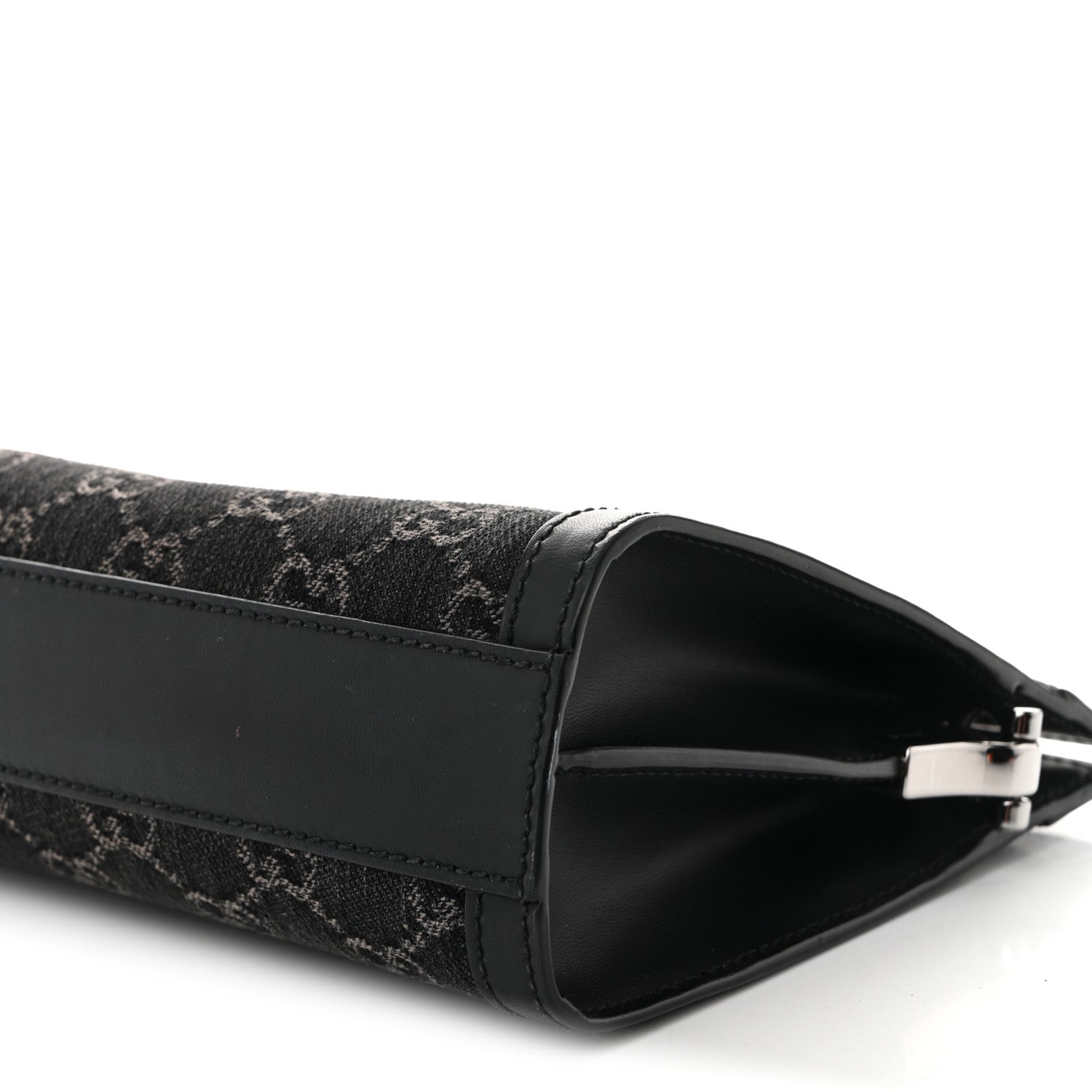 Gucci Jacquard Black Denim GG Monogram Chain Shoulder Bag Black Ivory