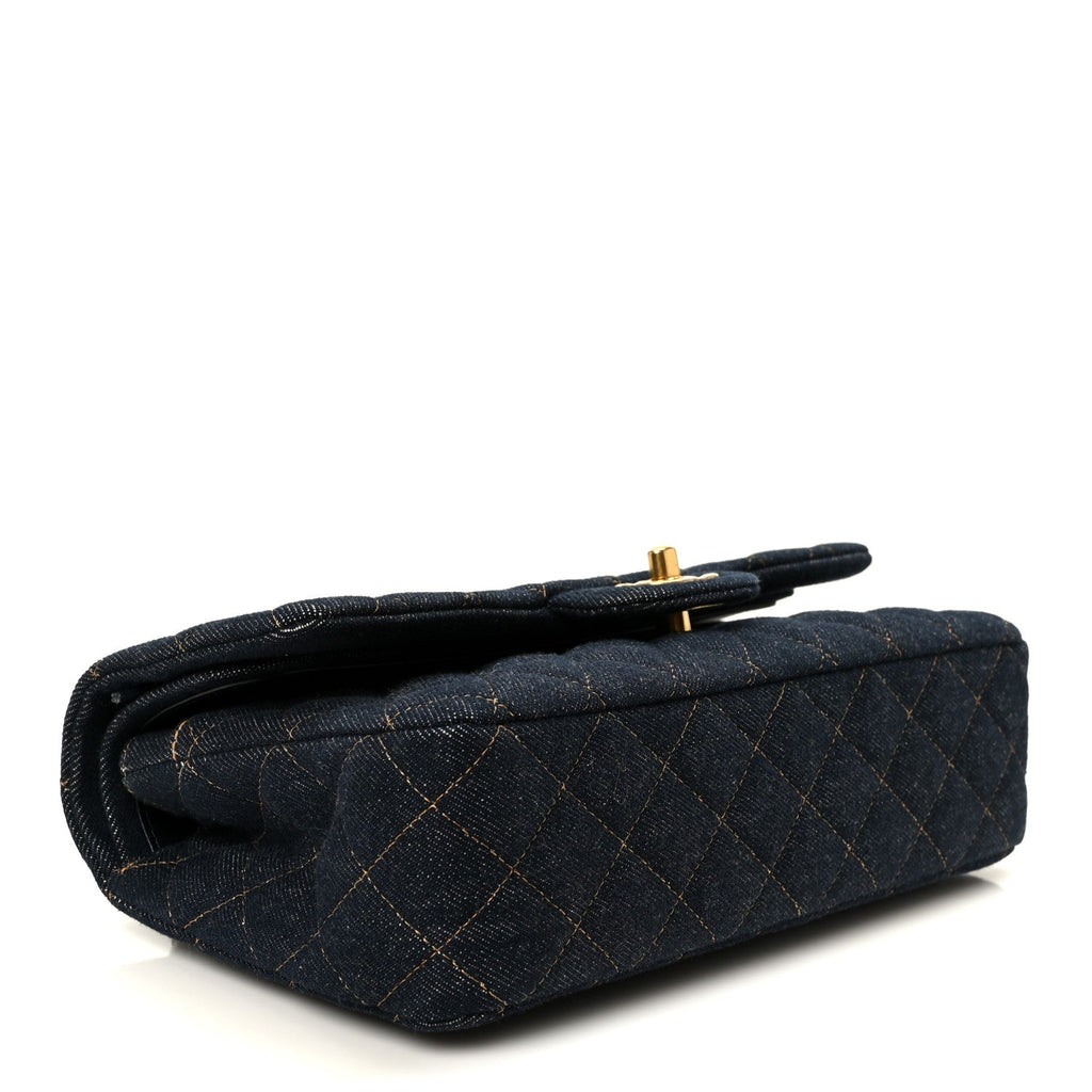 Chanel Denim Quilted Medium Double Flap Dark Blue